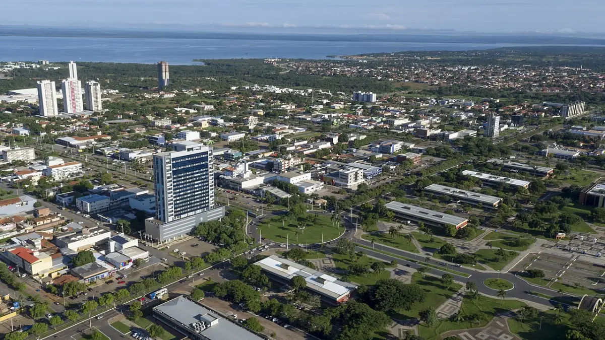 Vista aérea do centro em Palmas, Tocantins