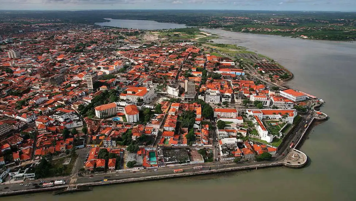 Vista aérea do centro histórico em São Luís, Maranhão